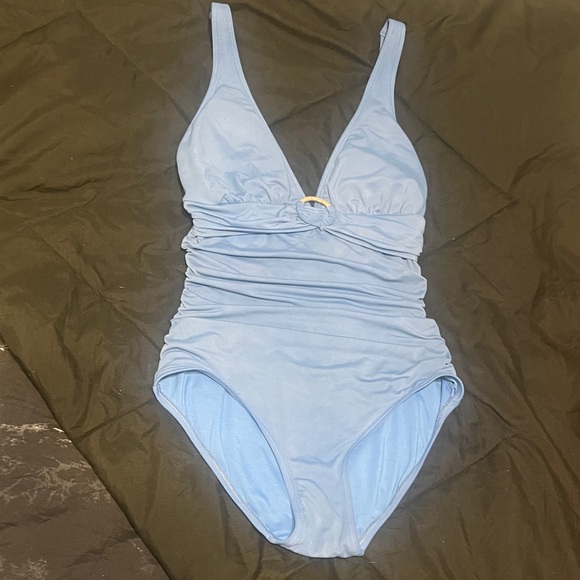 Michael Kors Blue one-Piece Swimsuit with Gold Accent - Picture 1 of 6